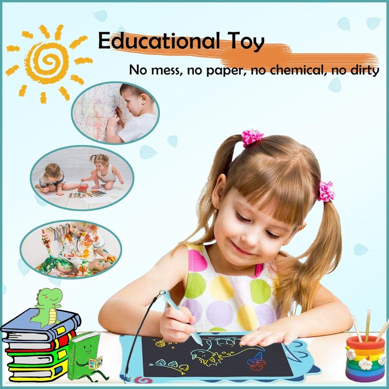DecuT LCD Writing Tablet Dinosaur Toys for Boys Kids, Colorful Toddler Blue Toys Drawing Board, Educational Children Toy, Doodle Pad for 3 4 5 6 7 8 Year Old Boy Kid Birthday Party Christmas Gifts,8.5inch - Image 4
